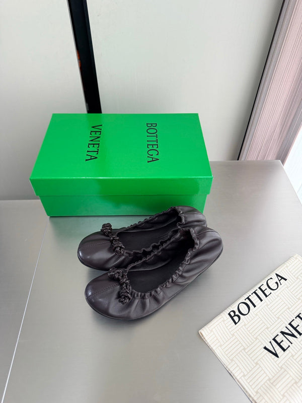 BV Fantasmina Knot Ballerina Flats Chocolate Leather 929575
