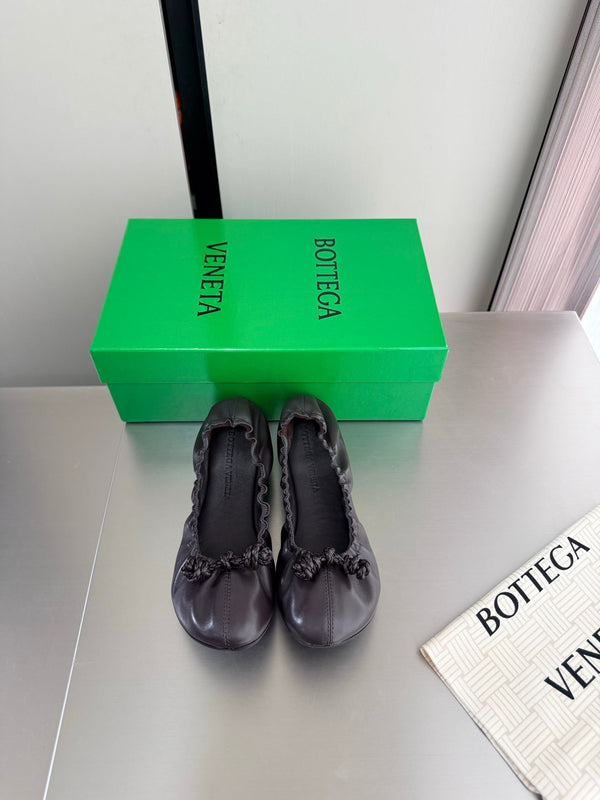 BV Fantasmina Knot Ballerina Flats Chocolate Leather 929575