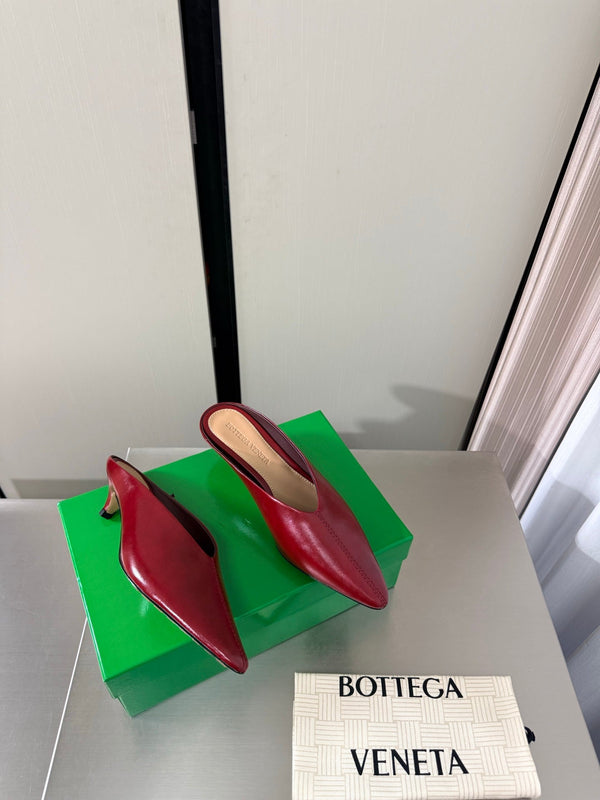 BV Vesta Mule Pumps 4cm Burgundy Leather 929502