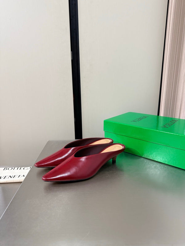 BV Vesta Mule Pumps 4cm Burgundy Leather 929502