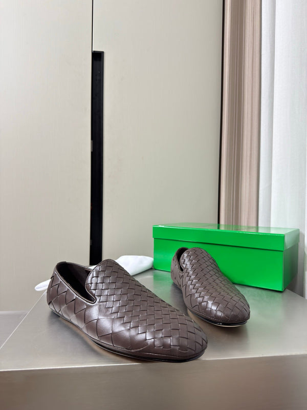 BV Palazzo Loafers Chocolate Intrecciato Leather 929489