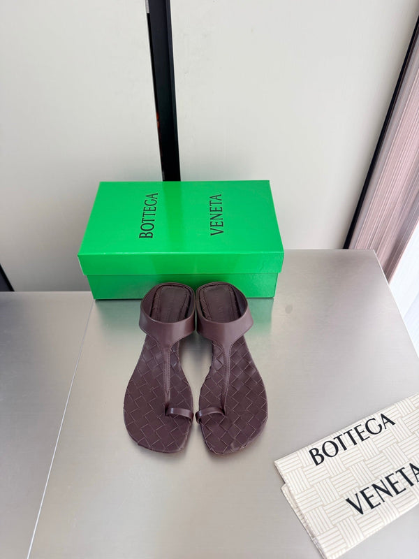 BV Livia Sandals 4CM Chocolate Intrecciato Leather 929477