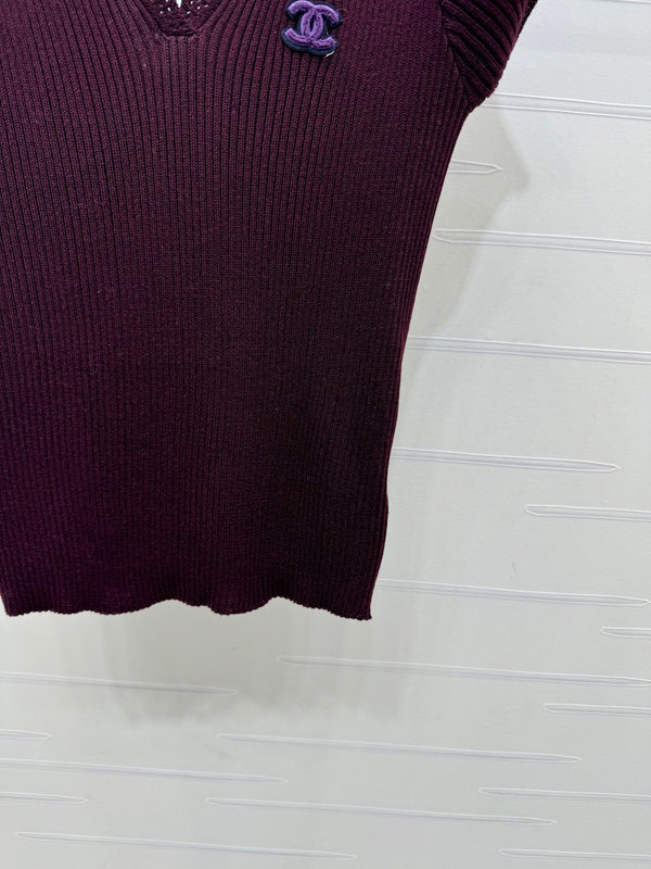 CC Ribbed Knit Long Sleeve Top Wool 410792