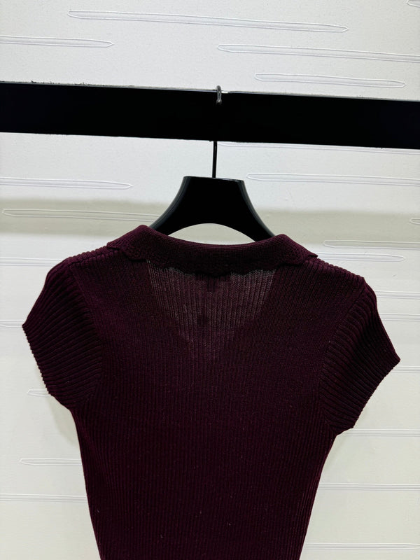 CC Ribbed Knit Long Sleeve Top Wool 410792