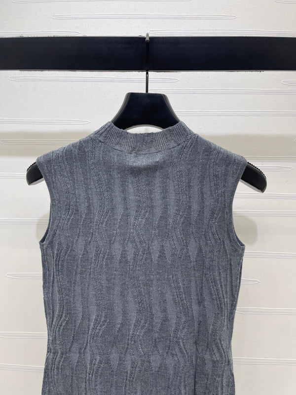 CC Embellished Knit Vest Grey Wool 410770