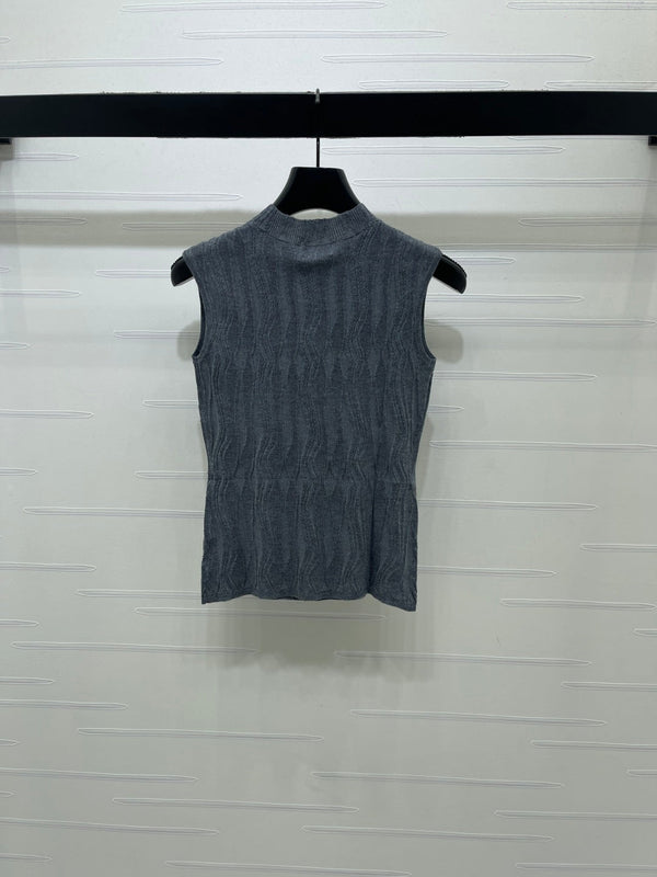 CC Embellished Knit Vest Grey Wool 410770
