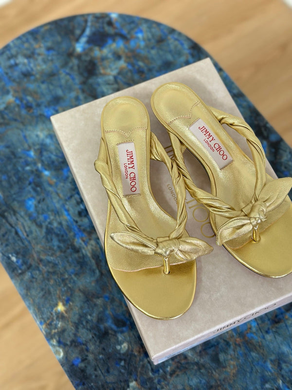 JC Liss 30MM Sandals Gold Metallic Leather 929069