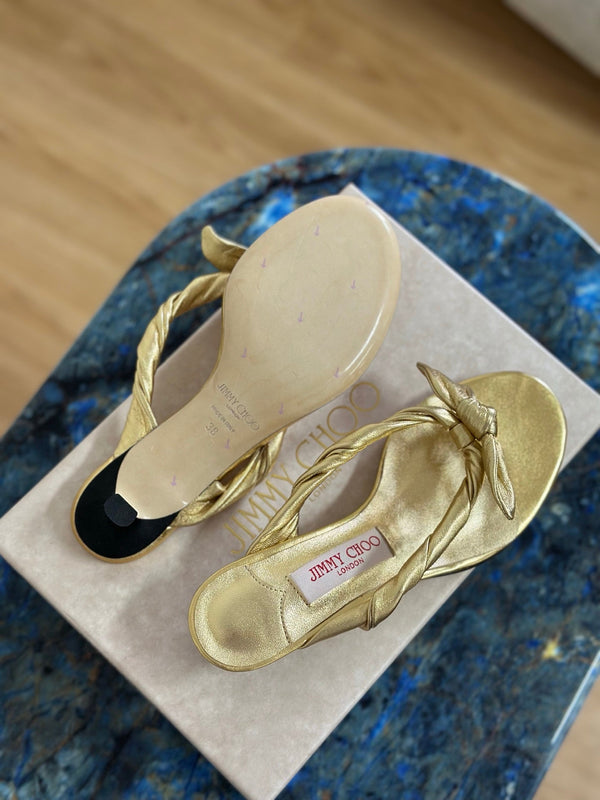 JC Liss 30MM Sandals Gold Metallic Leather 929069
