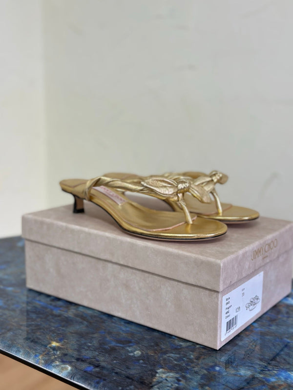 JC Liss 30MM Sandals Gold Metallic Leather 929069