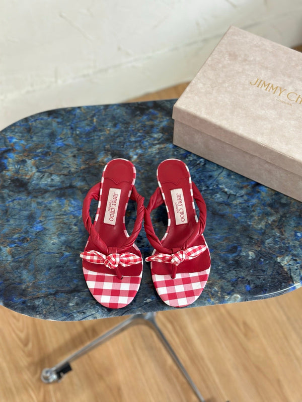 JC Liss 30MM Sandals Red Leather Fabric 929068