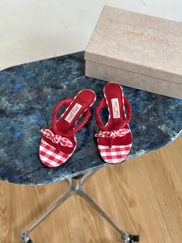 JC Liss 30MM Sandals Red Leather Fabric 929068
