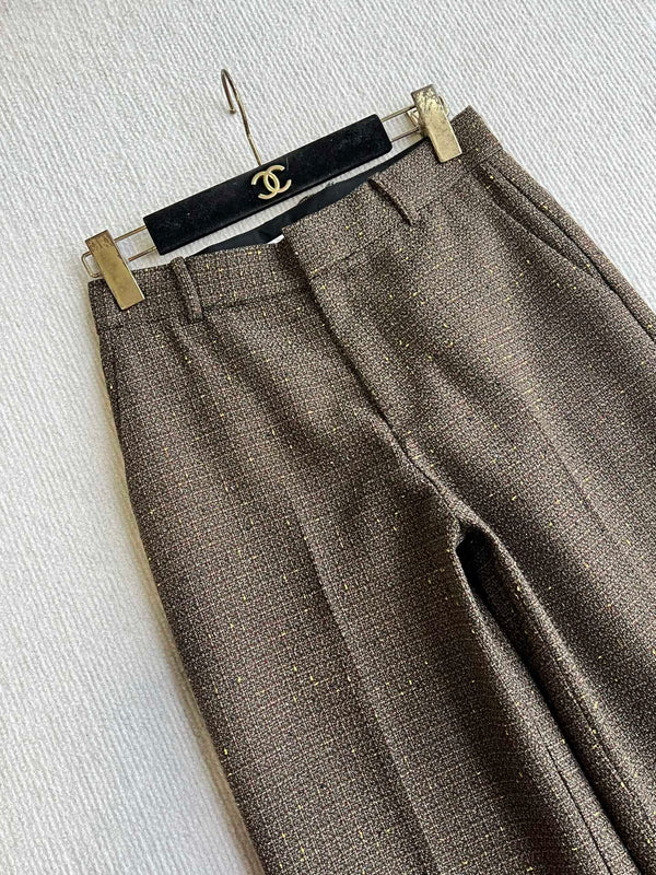 CC Straight Leg Trousers Brown Cotton 405214