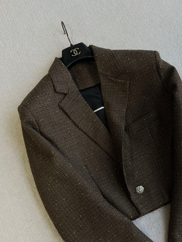 CC Cropped Jacket Metallic Buttons Cotton 405213