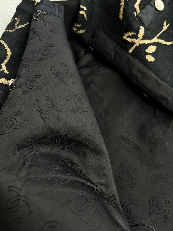 CC Métiers d'Art Embroidered Jacket Black Gold Wool 412372