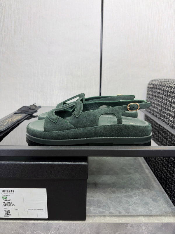 CC Sandals Green Suede Leather 935909