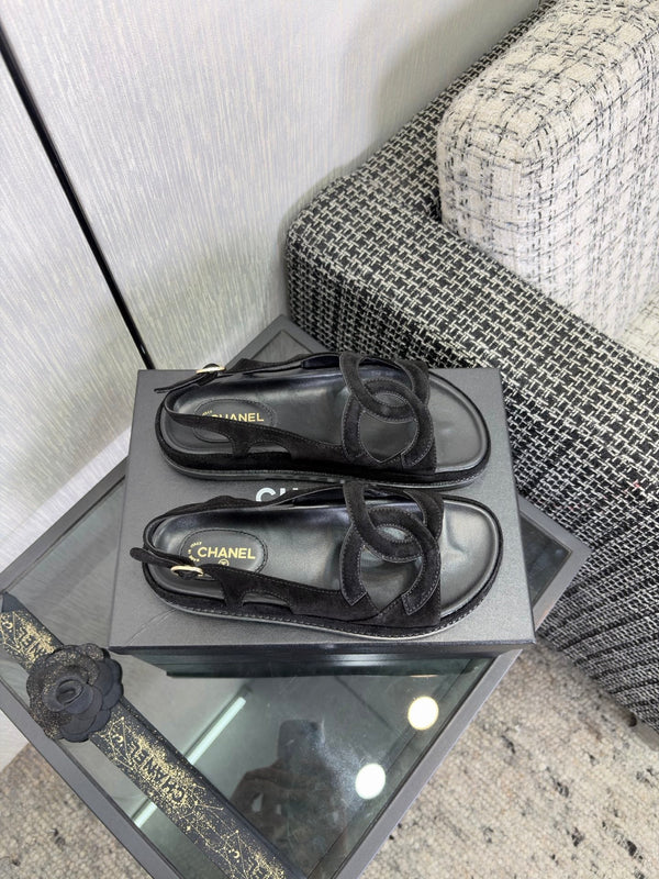 CC Sandals Black Suede Leather 935908