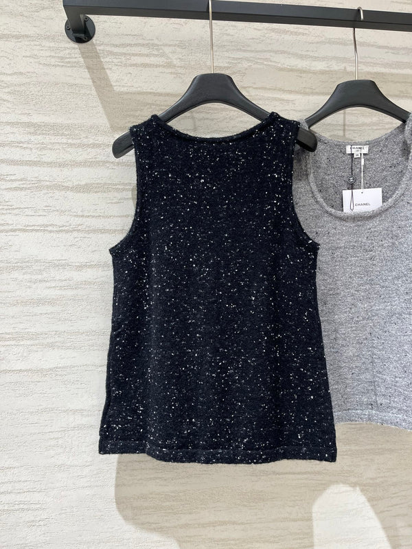 CC Button Shoulder Knit Tank Top 758932