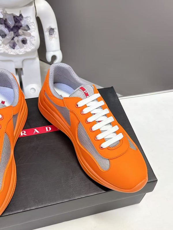 Prad America's Cup Logo Tag Sneakers Orange Soft Rubber & Bike Fabric 951914