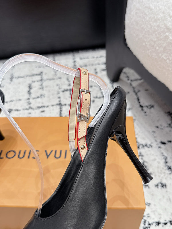 LV My Way Slingback Pumps 9.5CM Black Leather 979691