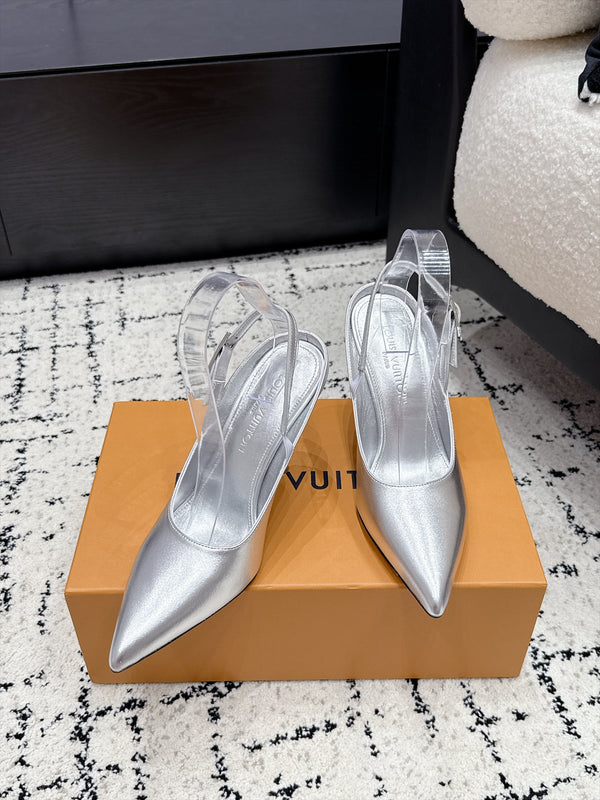 LV My Way Slingback Pumps 9.5CM Silver Leather 979689