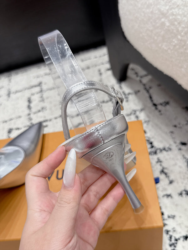 LV My Way Slingback Pumps 9.5CM Silver Leather 979689
