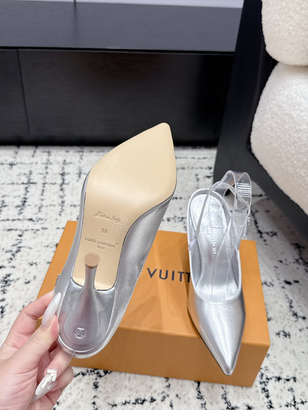 LV My Way Slingback Pumps 9.5CM Silver Leather 979689