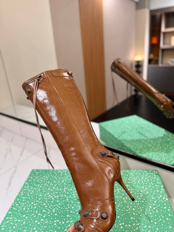 BLC Cagole Knee-High Boots 9.5cm Brown Leather 985497