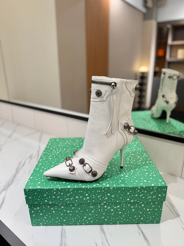 BLC Cagole Mid-Calf Boots 9.5cm White Leather 985486