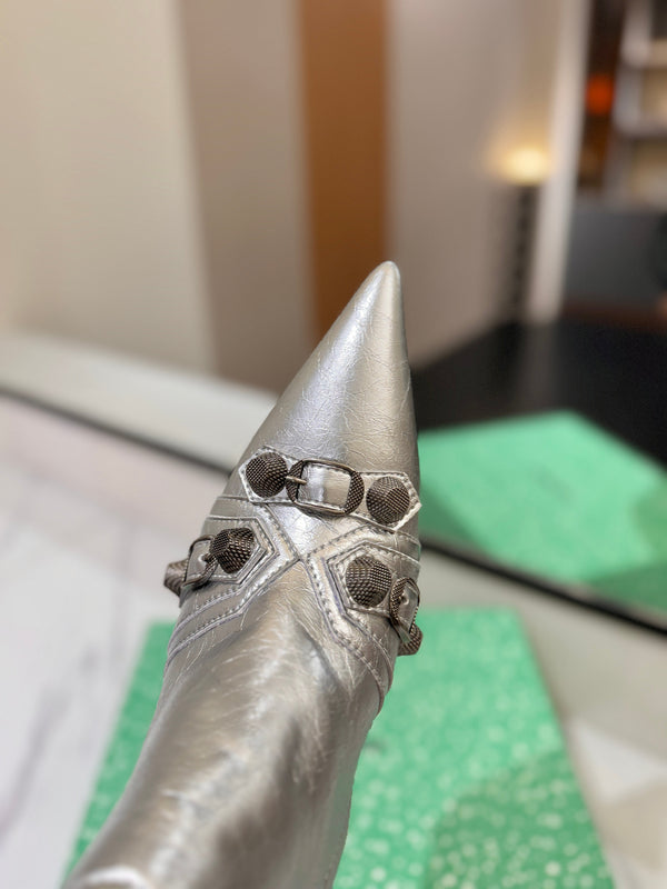 BLC Cagole Mid-Calf Boots 5cm Silver Leather 985480