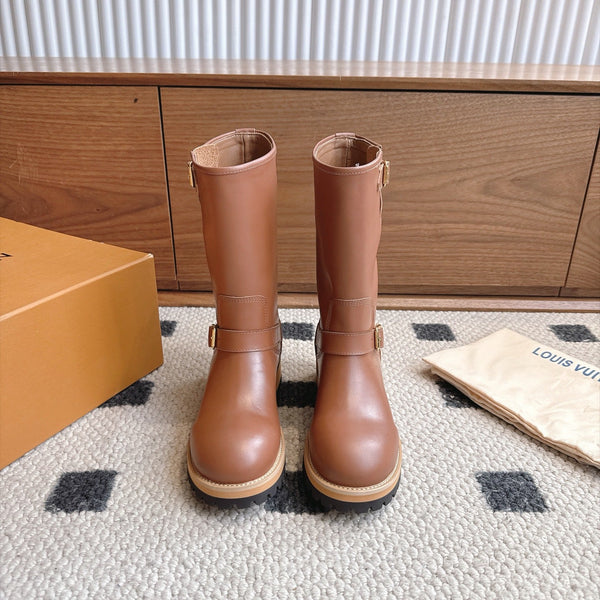 LV Engineer Boots Mid-Calf Brown Leather 101909