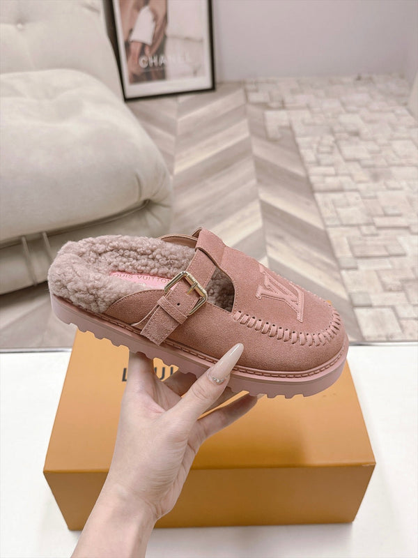 LV Colorado Closed Mules Pink Suede 100799