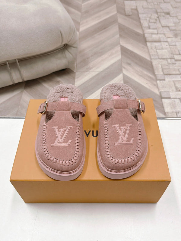 LV Colorado Closed Mules Pink Suede 100799