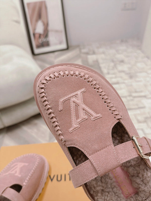 LV Colorado Closed Mules Pink Suede 100799