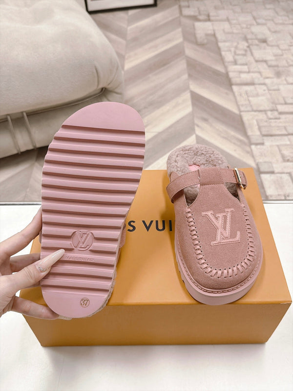 LV Colorado Closed Mules Pink Suede 100799