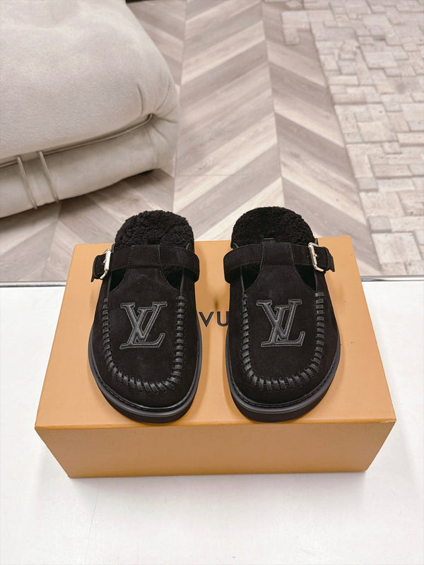 LV Colorado Closed Mules Black Suede 100797