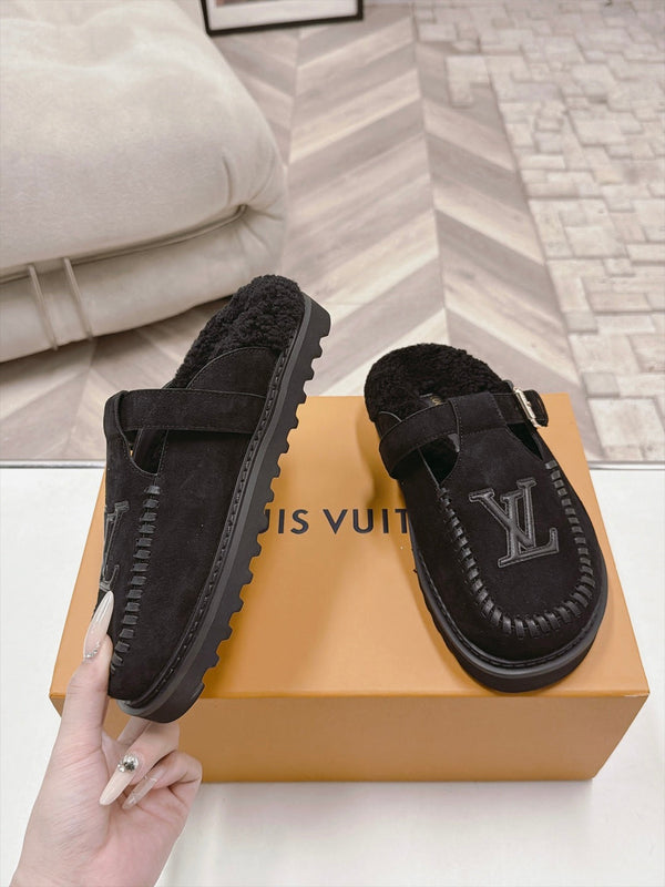 LV Colorado Closed Mules Black Suede 100797
