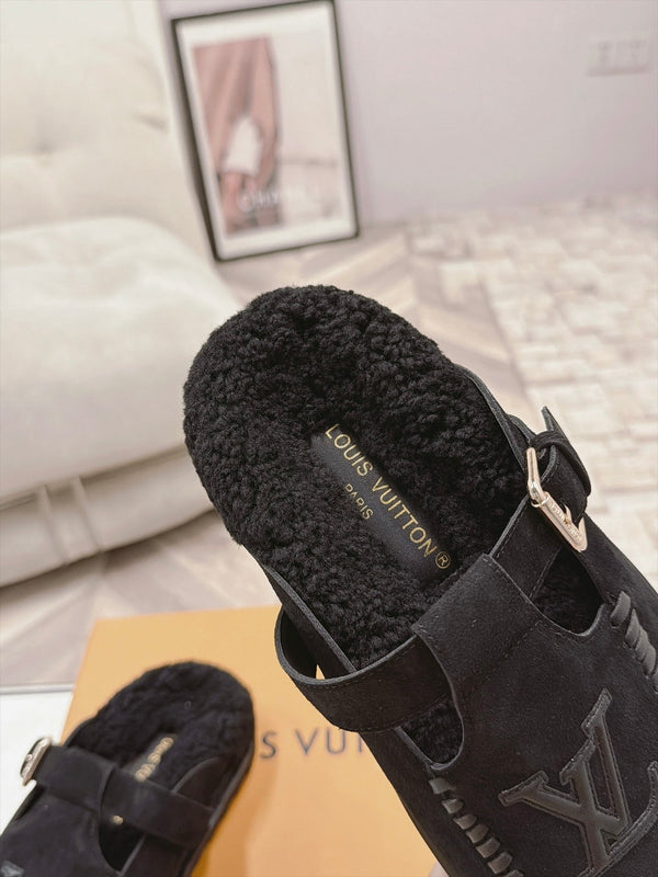 LV Colorado Closed Mules Black Suede 100797