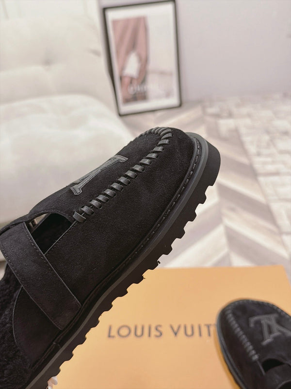 LV Colorado Closed Mules Black Suede 100797