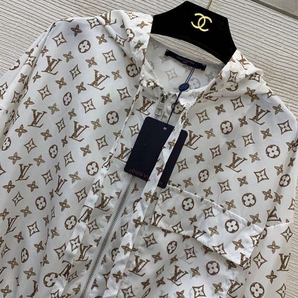 LV Monogram Hooded Jacket Cream 416616