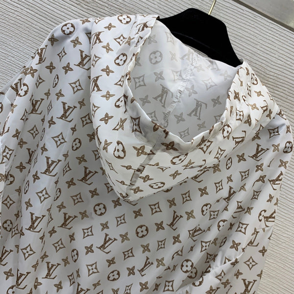LV Monogram Hooded Jacket Cream 416616