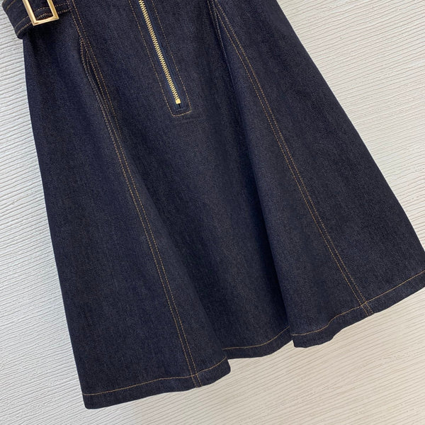 LV Sleeveless Mini Dress Navy Blue Denim 425814