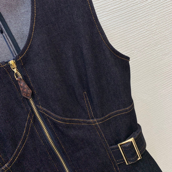 LV Sleeveless Mini Dress Navy Blue Denim 425814