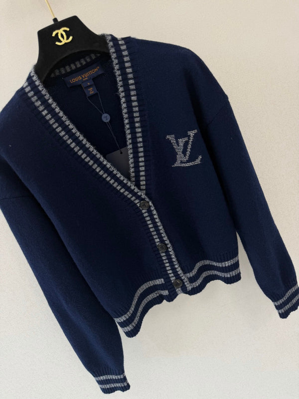 LV Cropped Cardigan Midnight Navy Blue Wool 424770