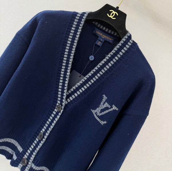 LV Cropped Cardigan Midnight Navy Blue Wool 424770