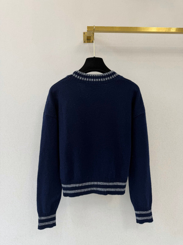 LV Cropped Cardigan Midnight Navy Blue Wool 424770