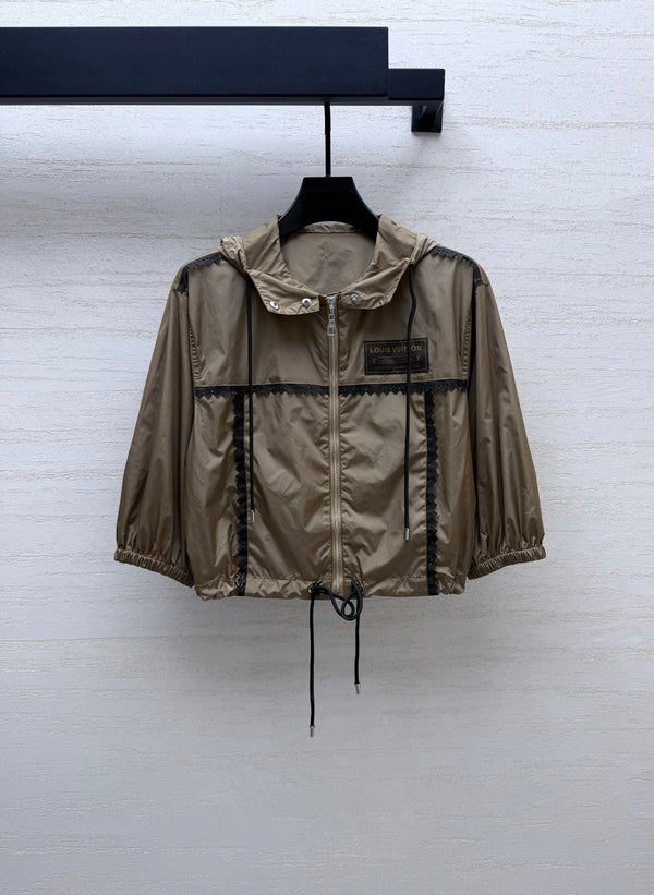 LV Lace Trim Hooded Parka Set Nylon 423602