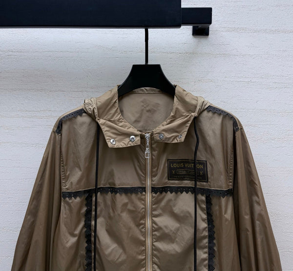 LV Lace Trim Hooded Parka Set Nylon 423602