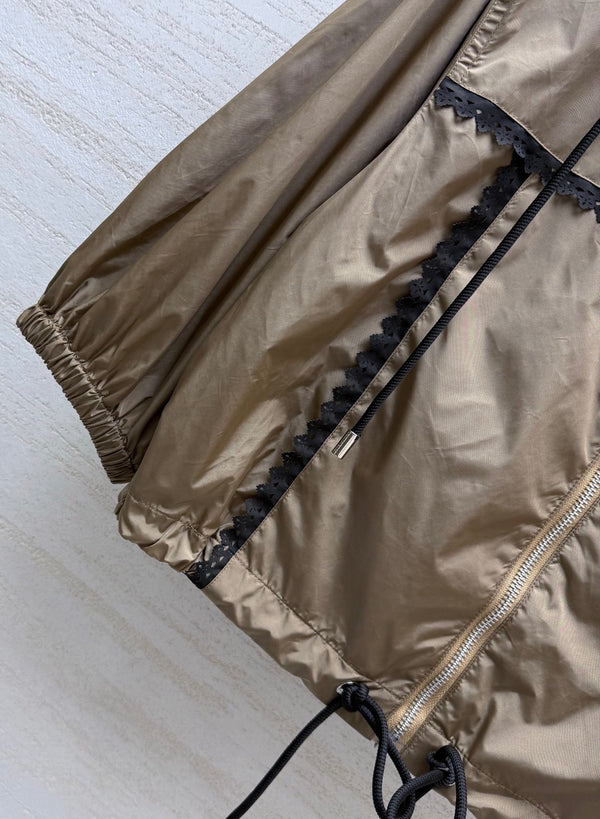 LV Lace Trim Hooded Parka Set Nylon 423602