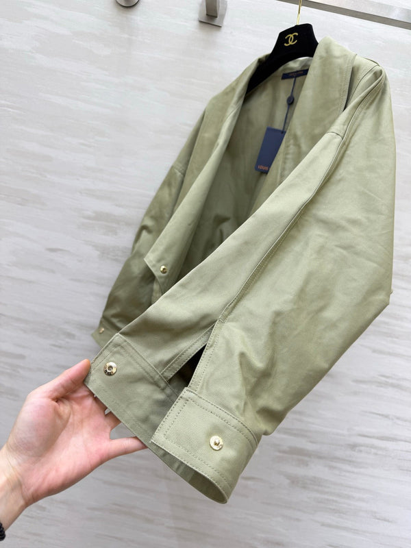 LV Snap Front Jacket Pale Olive Green 422093