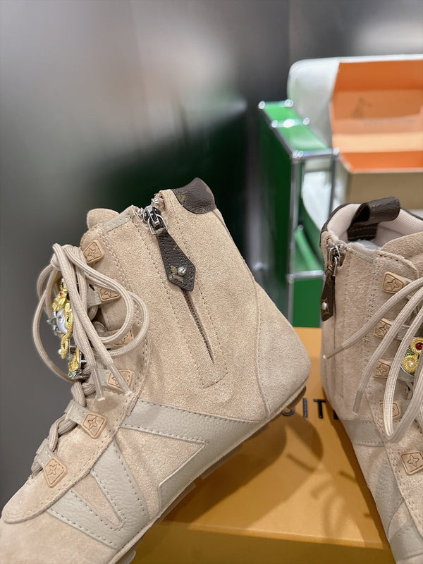 LV Sneakerina Ankle Boots Beige Suede Leather 999363